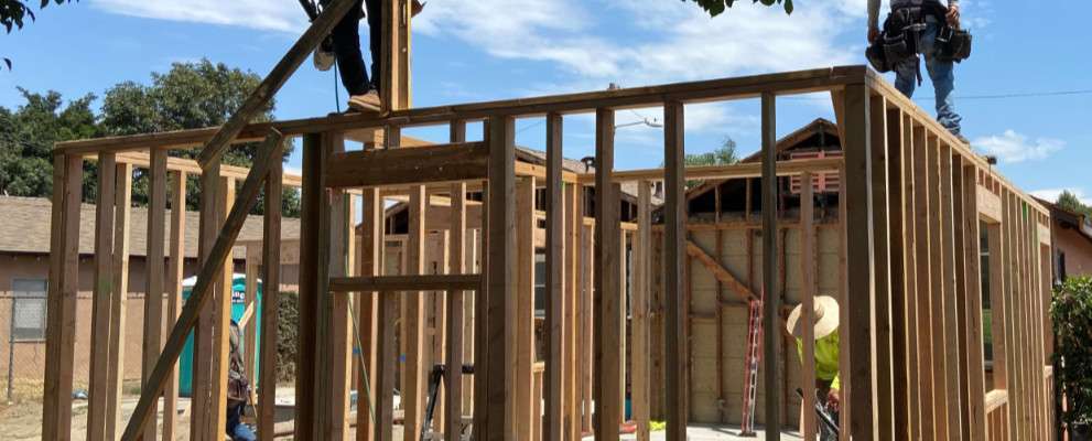 Wood framing of a new home