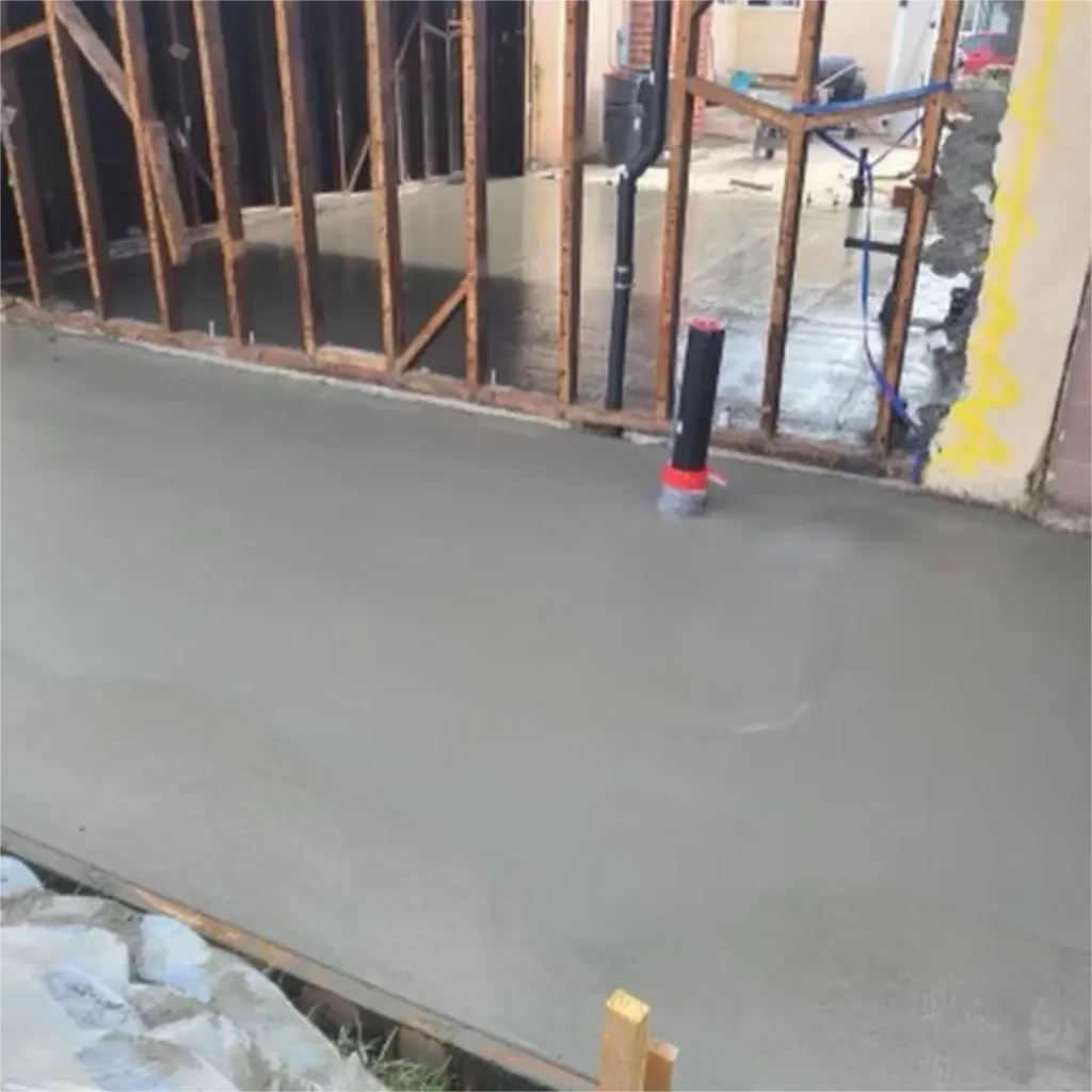 close watch of the concrete slab of the ADU